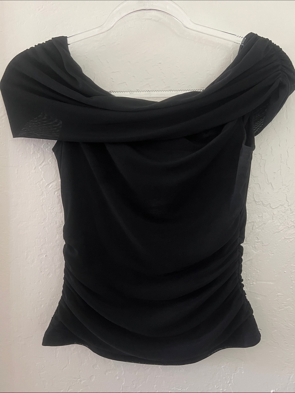 Women's Black Off-Shoulder Draped Camisole Small